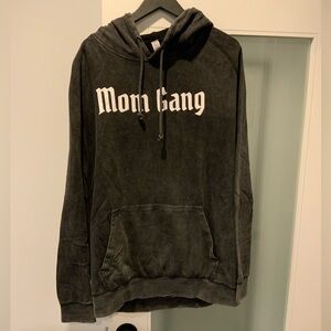 Mineral wash Mom Gang black hoodie